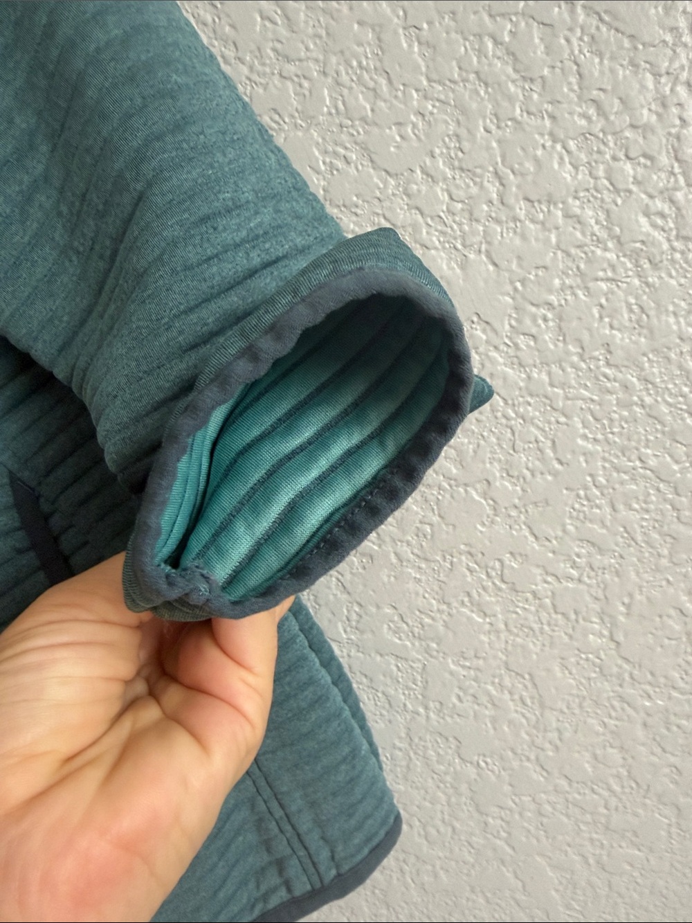 L.L. Bean Teal Ribbed Quarter-Snap Performance Pullover - Picture 7 of 8